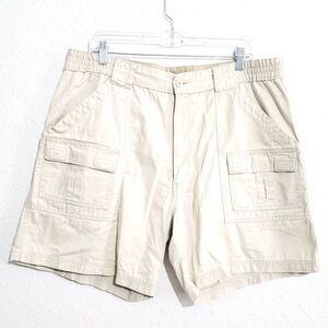St. John’s Bay Men’s Cargo Shorts Size 38 Khaki 100% Cotton Relaxed Fit Utility